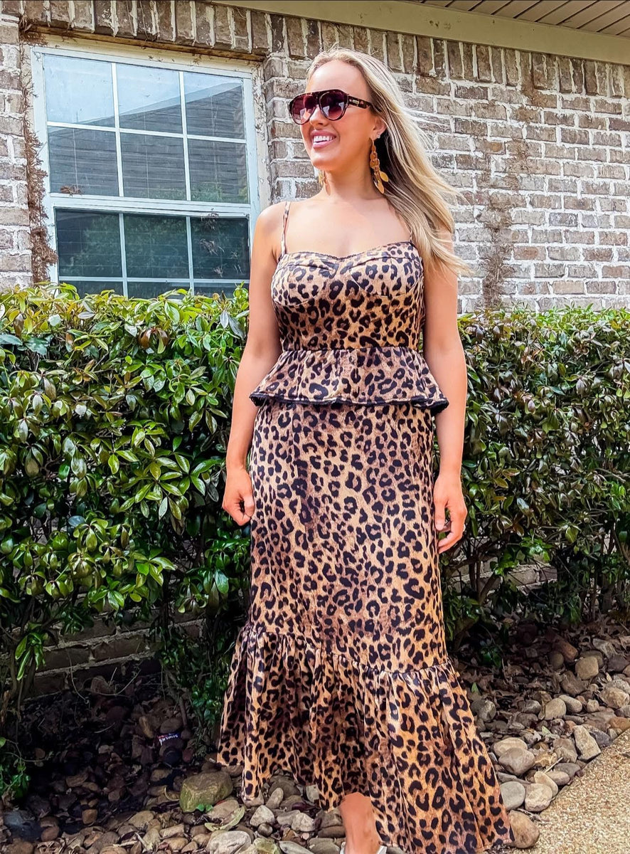 Leopard Tiered Midi Dress – Rusty Cat