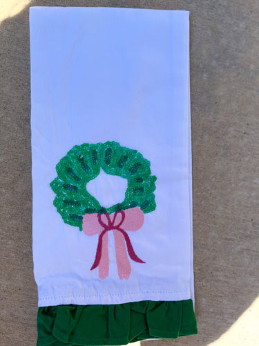 MS Sequin Wreath Tea Towel