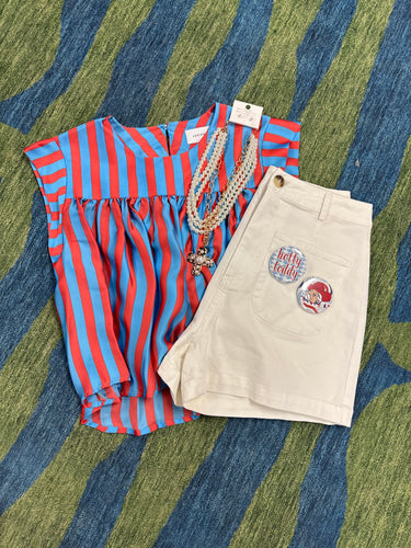 Red/Blue Striped Blouse