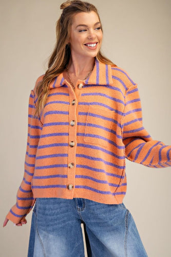 Cantaloupe Mix Button Down Sweater