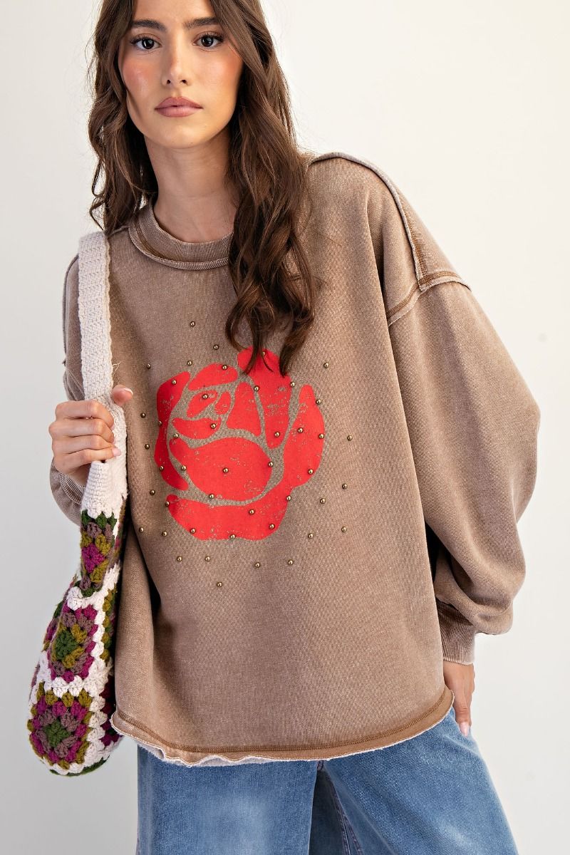 Dark Mocha Rose Pullover