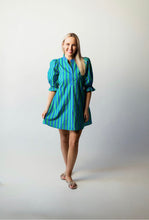 Load image into Gallery viewer, Green/Blue Striped Flowy Dress