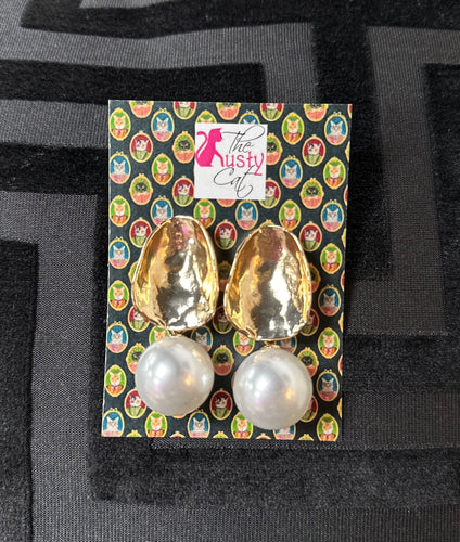 Gold and Pearl Drop Earrings
