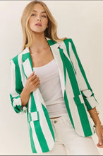 Load image into Gallery viewer, Vertical Striped Relaxed Blazer Green