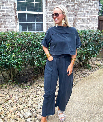 Washed Black Lounge Pant Set