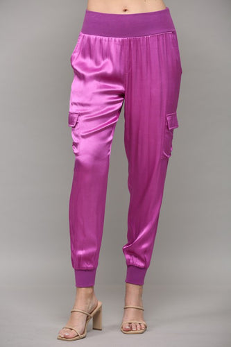 Satin & Lux Jogger Pants Magenta
