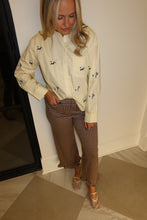 Load image into Gallery viewer, Brown Gingham Ruffled Hem Pants