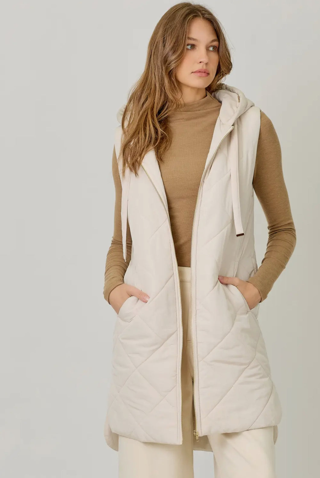 Cream Quilted Puffer Vest
