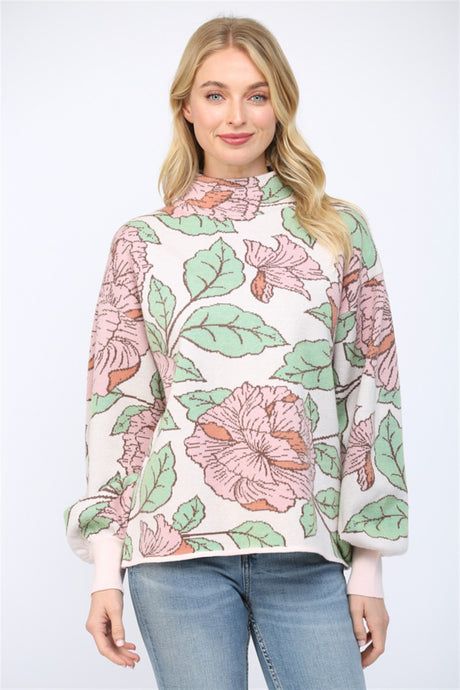 Soft Pink Floral Sweater