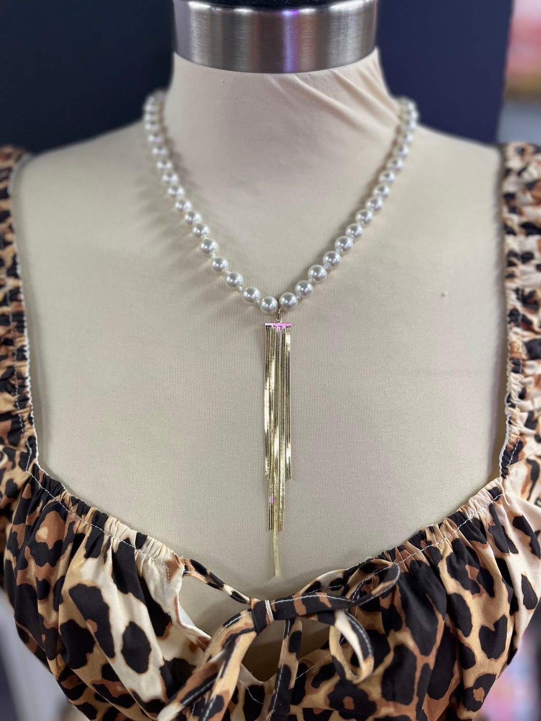 Pearls and Gold Drop Necklace