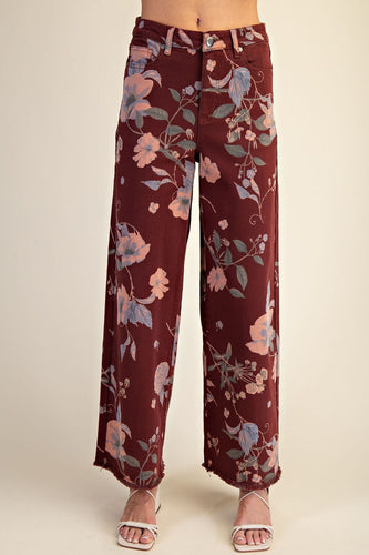 Burgundy Floral Pants