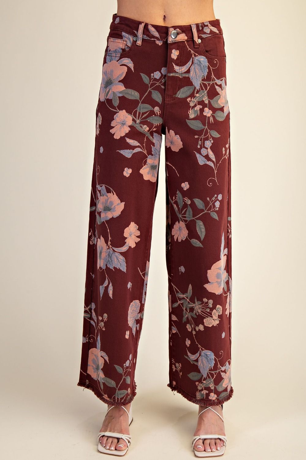 Burgundy Floral Pants