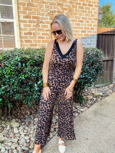 Brown Leopard Jumpsuit
