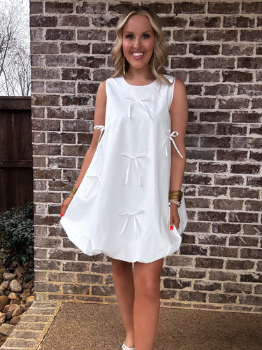 Ava Bow Bubble Dress White