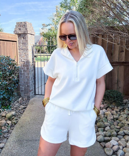 Cream Scuba Short Set