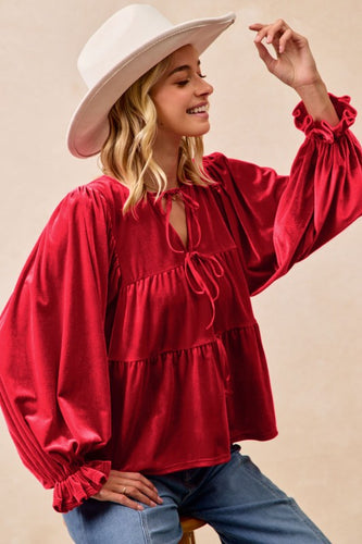 Red Velvet Tie Top