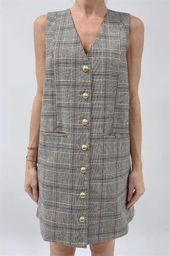 Plaid Button Front Dress