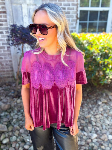 Velvet Mesh Top Wood rose