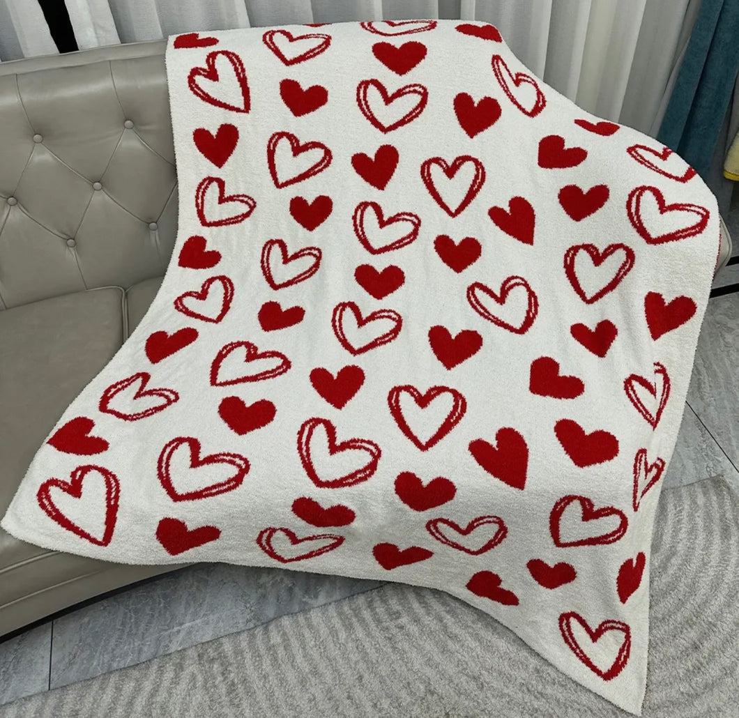 Red Hearts Luxury Throw