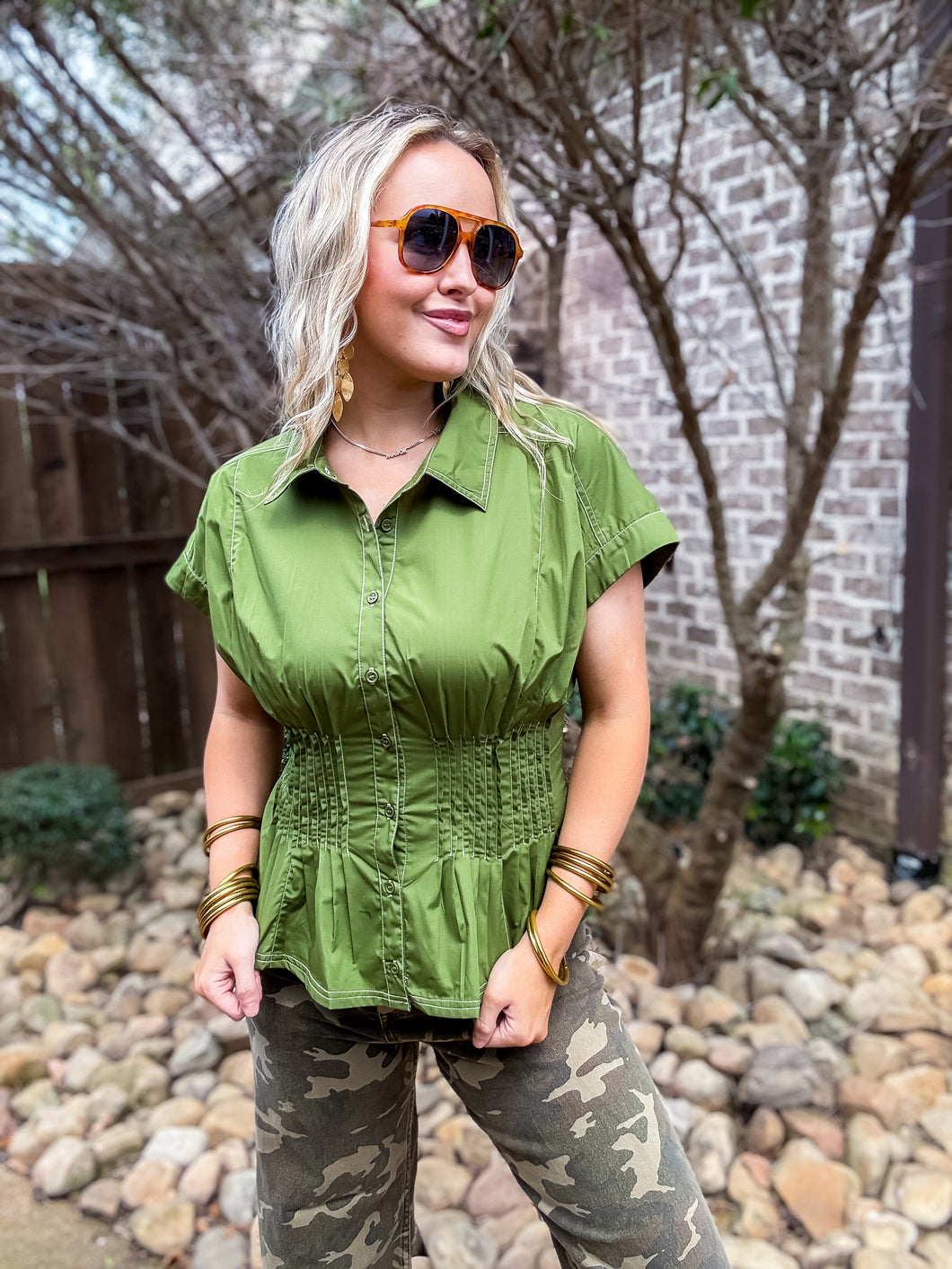 Night Out Top Olive