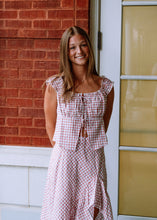 Load image into Gallery viewer, Lace Up Ruffle Set Red/Blue