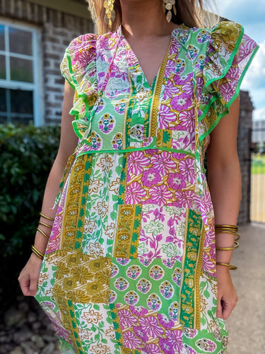 Green Boho Mix Midi