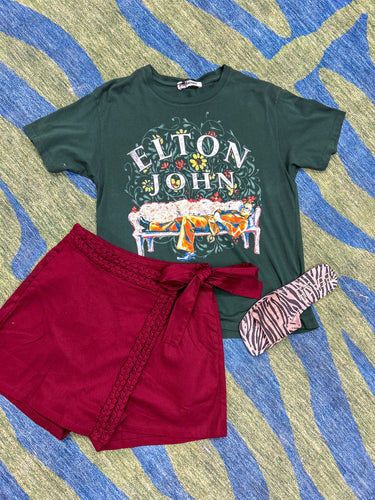 Maroon Tie Mini Skort