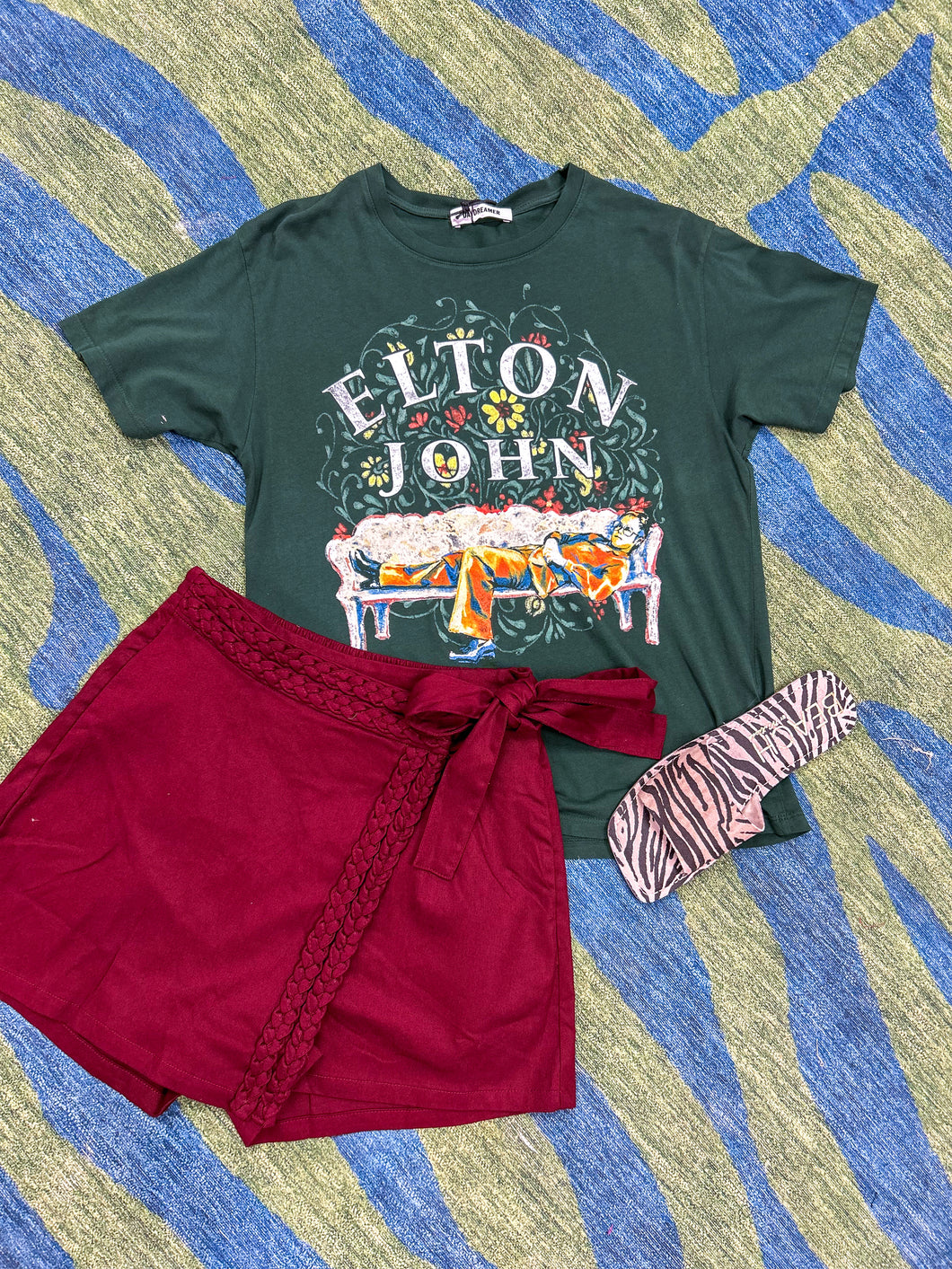 Maroon Tie Mini Skort