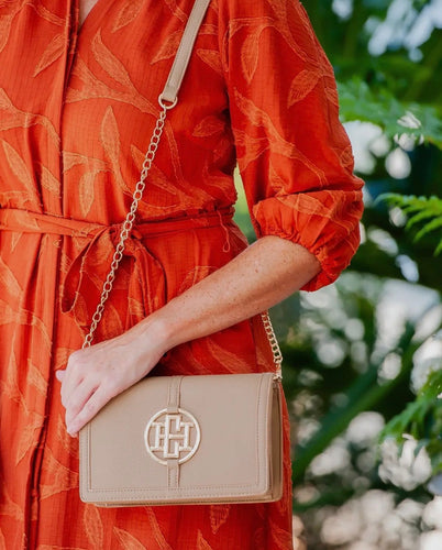 Cecilia Circle Logo Crossbody Taupe