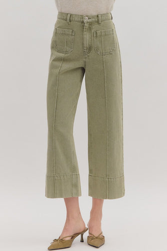 Whit Wide Leg Denim Olive