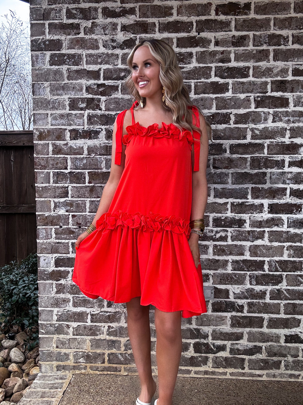 Lyla Red Ruffle Dress