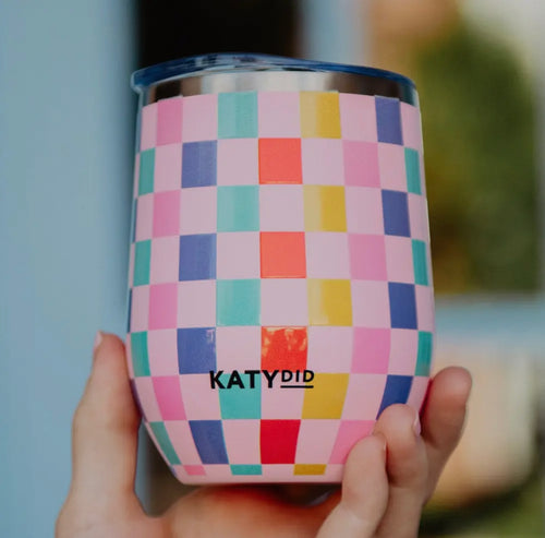 Multi-Colored Checkered Wine Tumbler