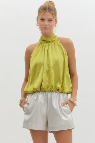 Martini Time Shimmer Top Olive