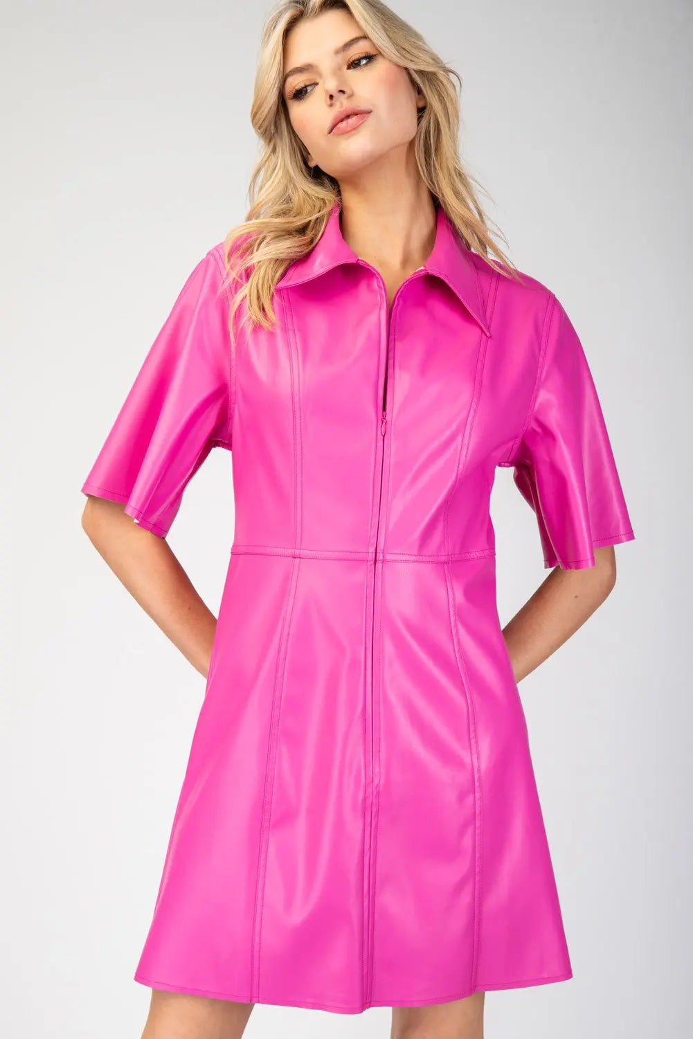 Hot Pink Leather Dress