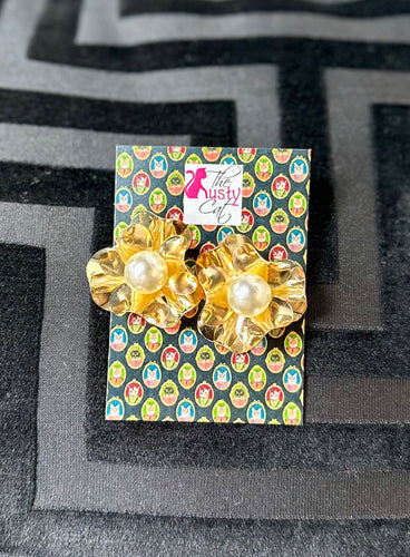 Flower Pearl Statement Earrings