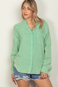 Cris Sage Linen Top