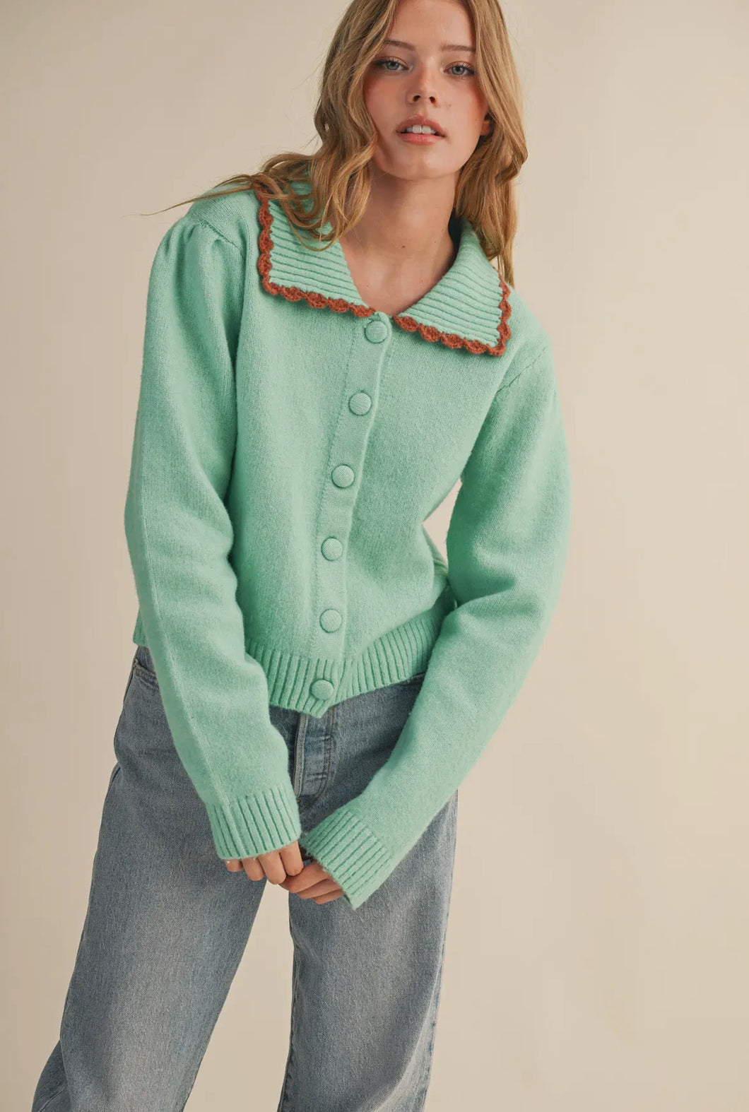 Mint Feels Collared Sweater