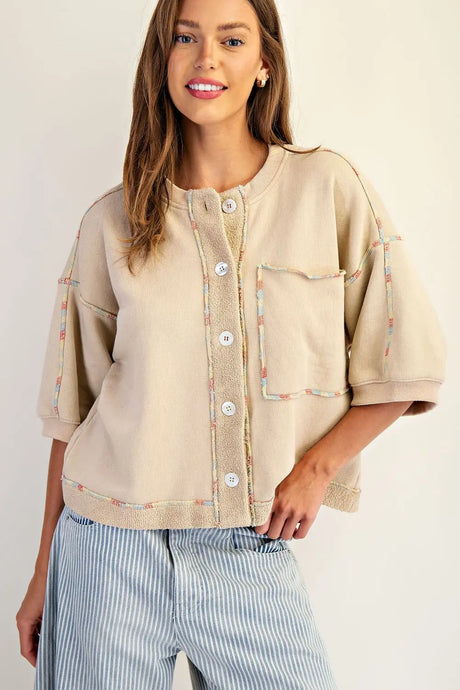 French Vanilla Terry Knit Top