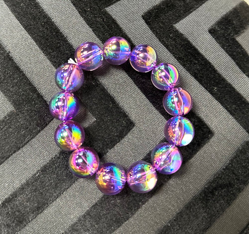 Purple Fluorescent Bold Bead Bracelet