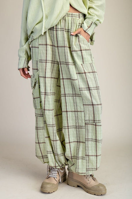 Apple Green Plaid Pants