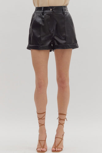 Black Pleather Shorts