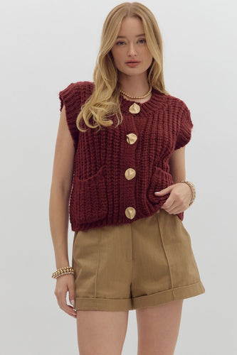 Feeling Chilly Sweater Vest Burgundy
