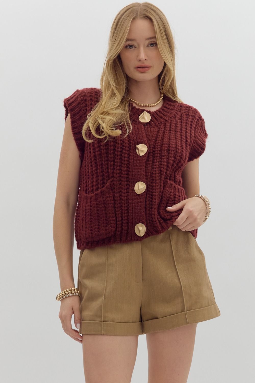Feeling Chilly Sweater Vest Burgundy