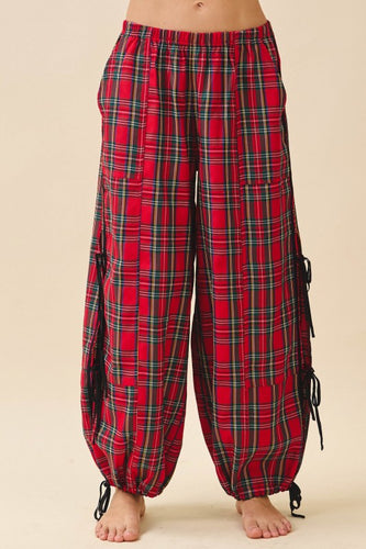 Christmas Plaid Tie Pants