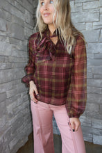 Load image into Gallery viewer, Chic Plaid Long Sleeve Blouse Brown