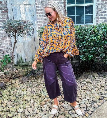 Chocolate Wine Corduroy Barrel Pants