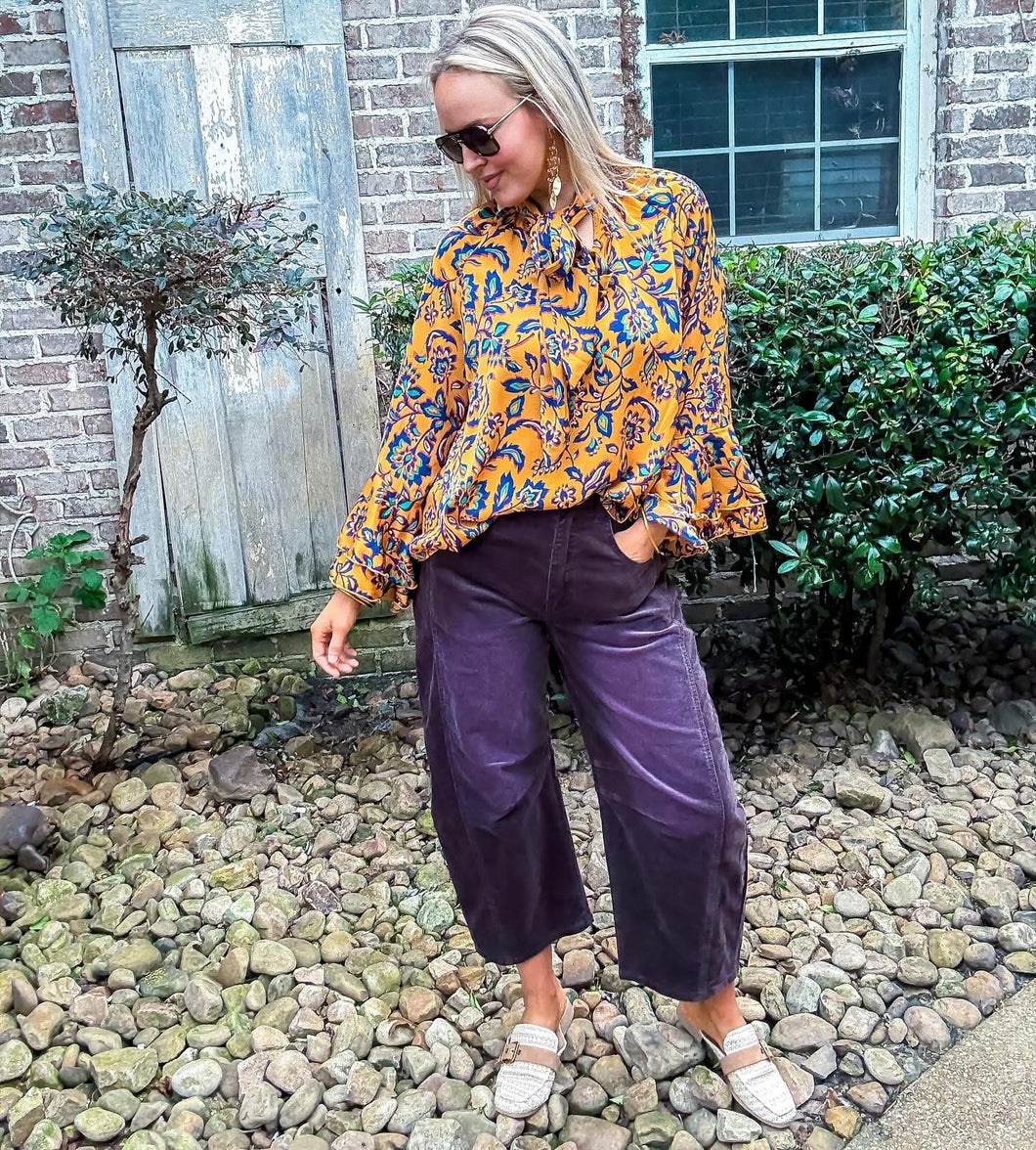 Chocolate Wine Corduroy Barrel Pants