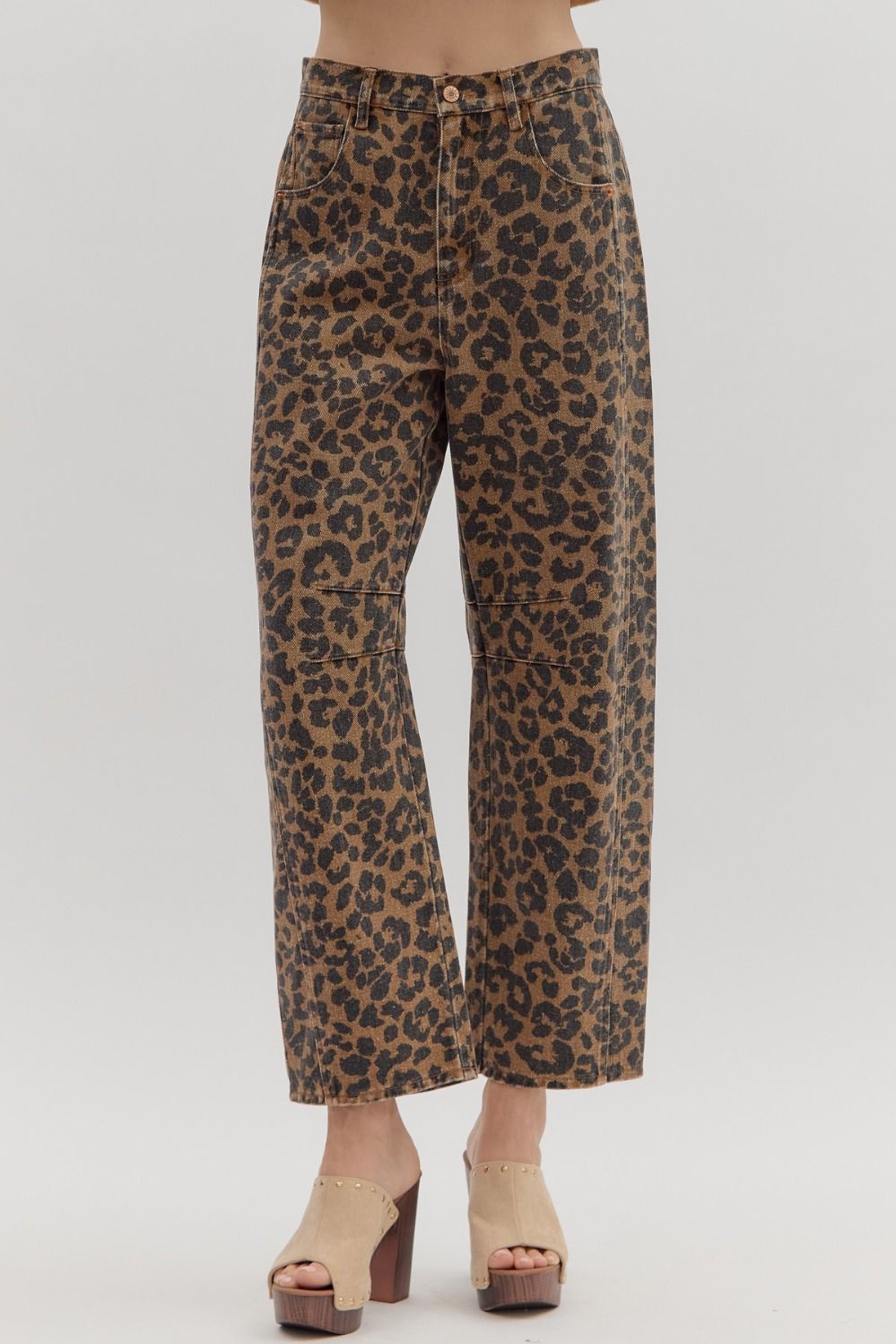Brown Leopard Denim Pants
