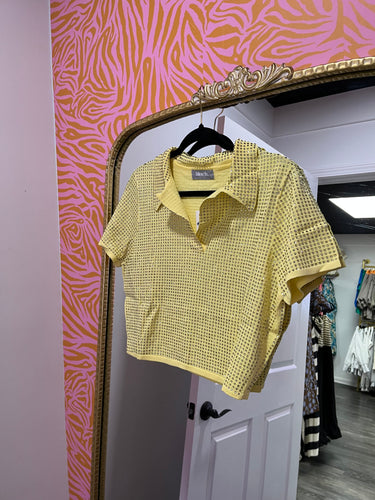 Cover Me In Rhinestones Top Yellow