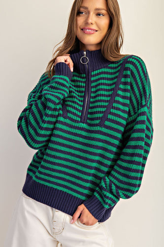 Forest Navy Half Zip Sweater
